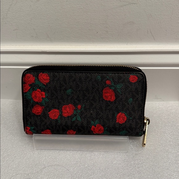 Michael Kors jet set signature logo roses floral zip around wallet - Picture 2 of 8